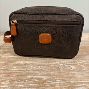 Bric's Brown Toiletry Bag with Leather Accents
